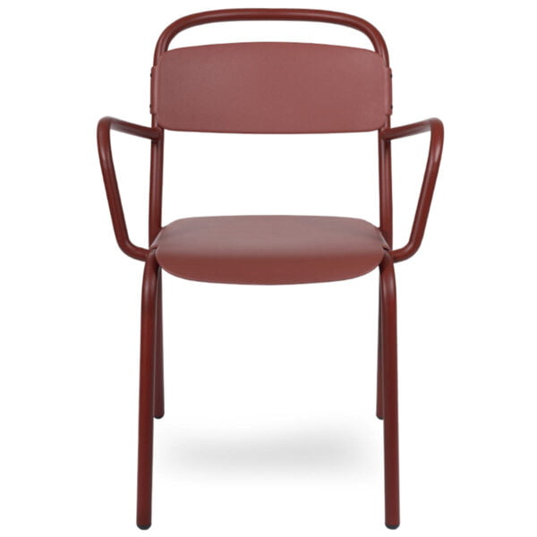 Mobilier-terrasse-restaurant-fauteuil-metal-rouge-haut-de-gamme-Skol